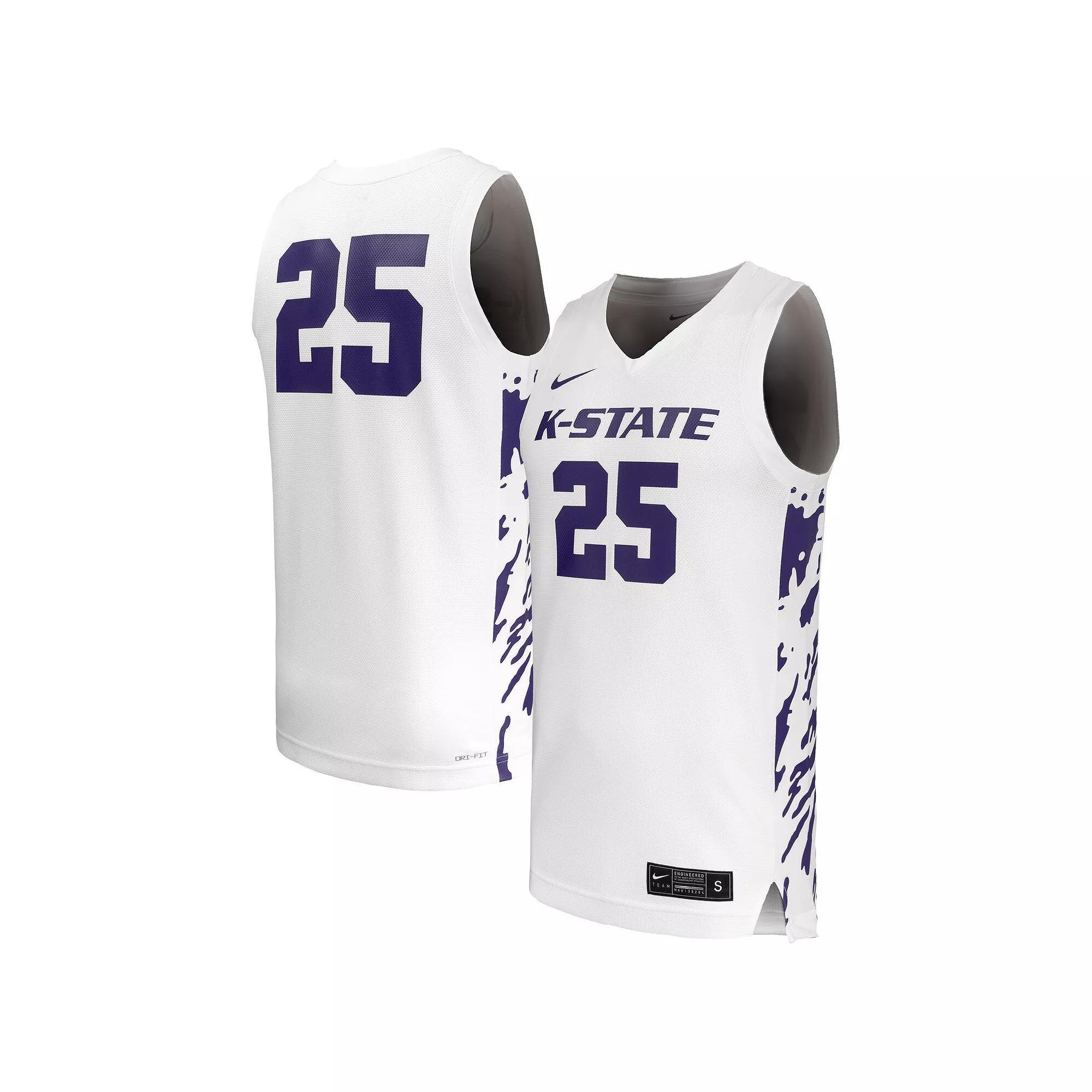 Men's Nike #25 White Kansas State Wildcats Replica Basketball Jersey, Size: XL Product Image