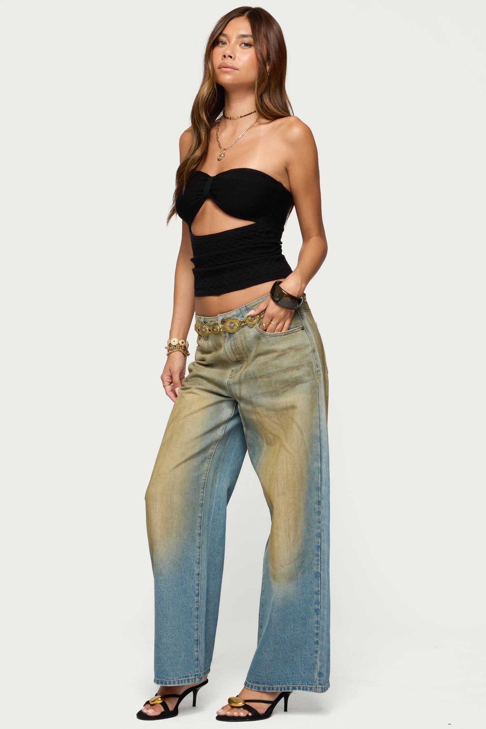 Textured Knit Strapless Cutout Top Product Image