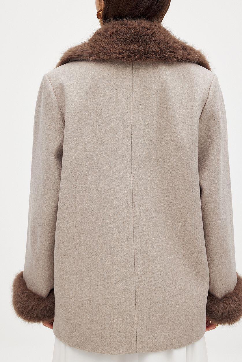 Faux Fur Collar Detail Coat Product Image