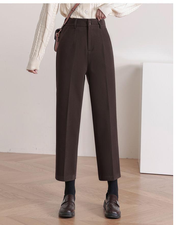 High Rise Plain Cropped Tapered Pants Product Image