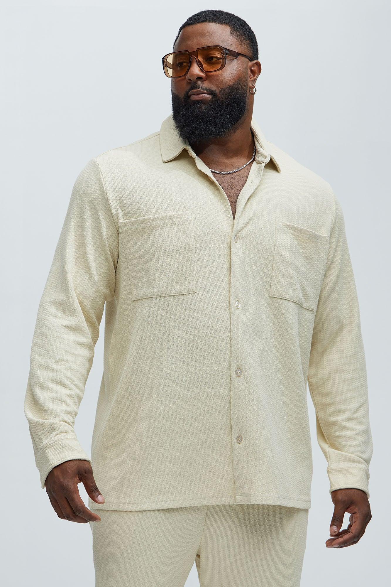 Capstan Textured Button Up Shirt - Cream Product Image