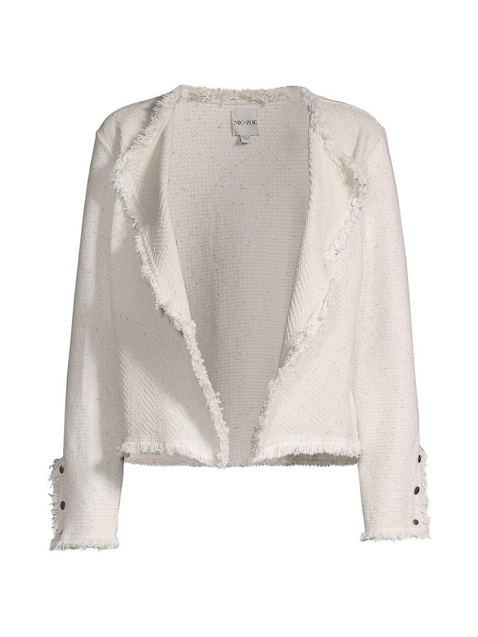 Womens Metallic Frayed Knit Jacket Product Image