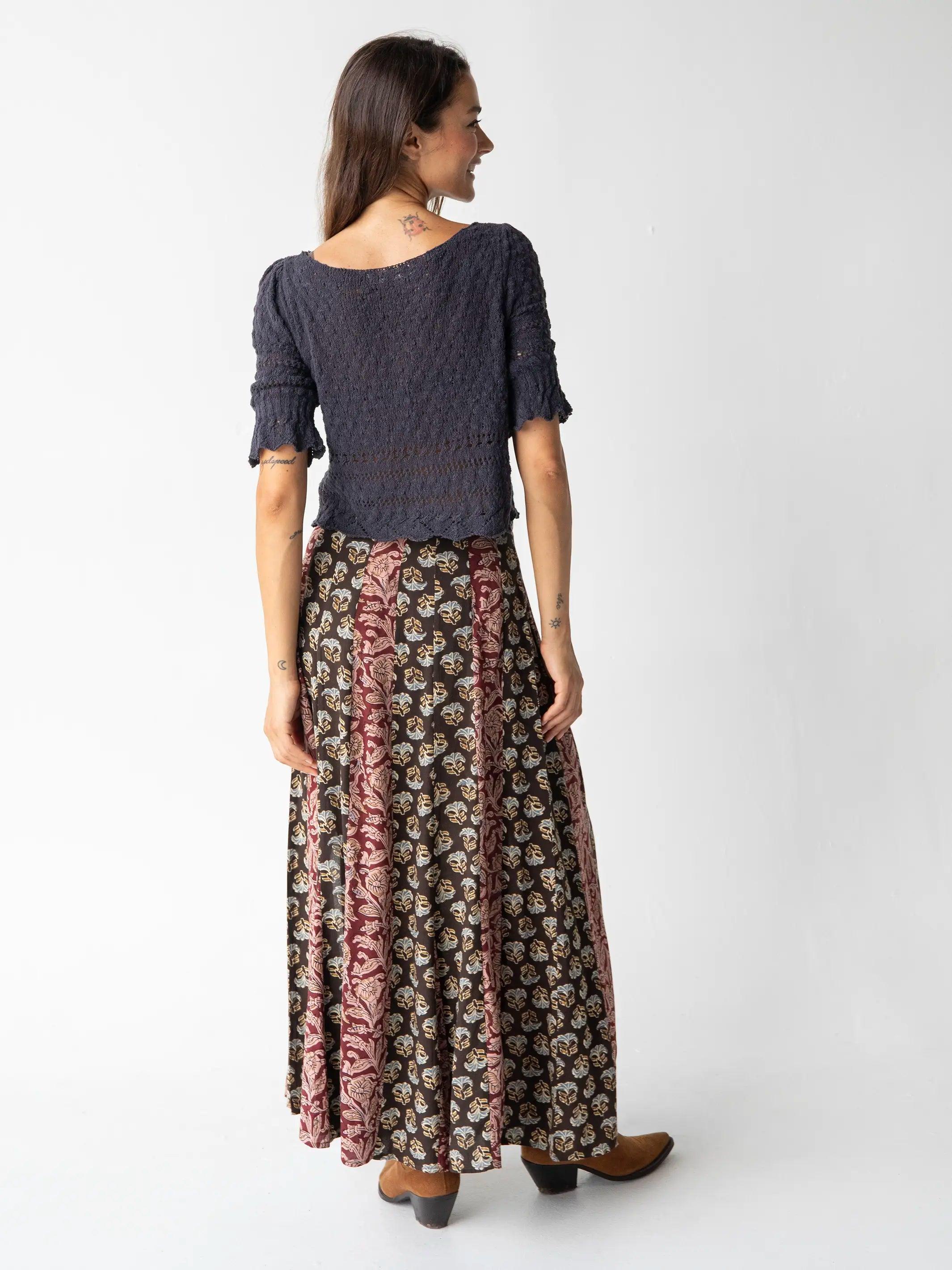 Mix It Up Maxi Skirt - Brown Olive Mixed Floral Product Image