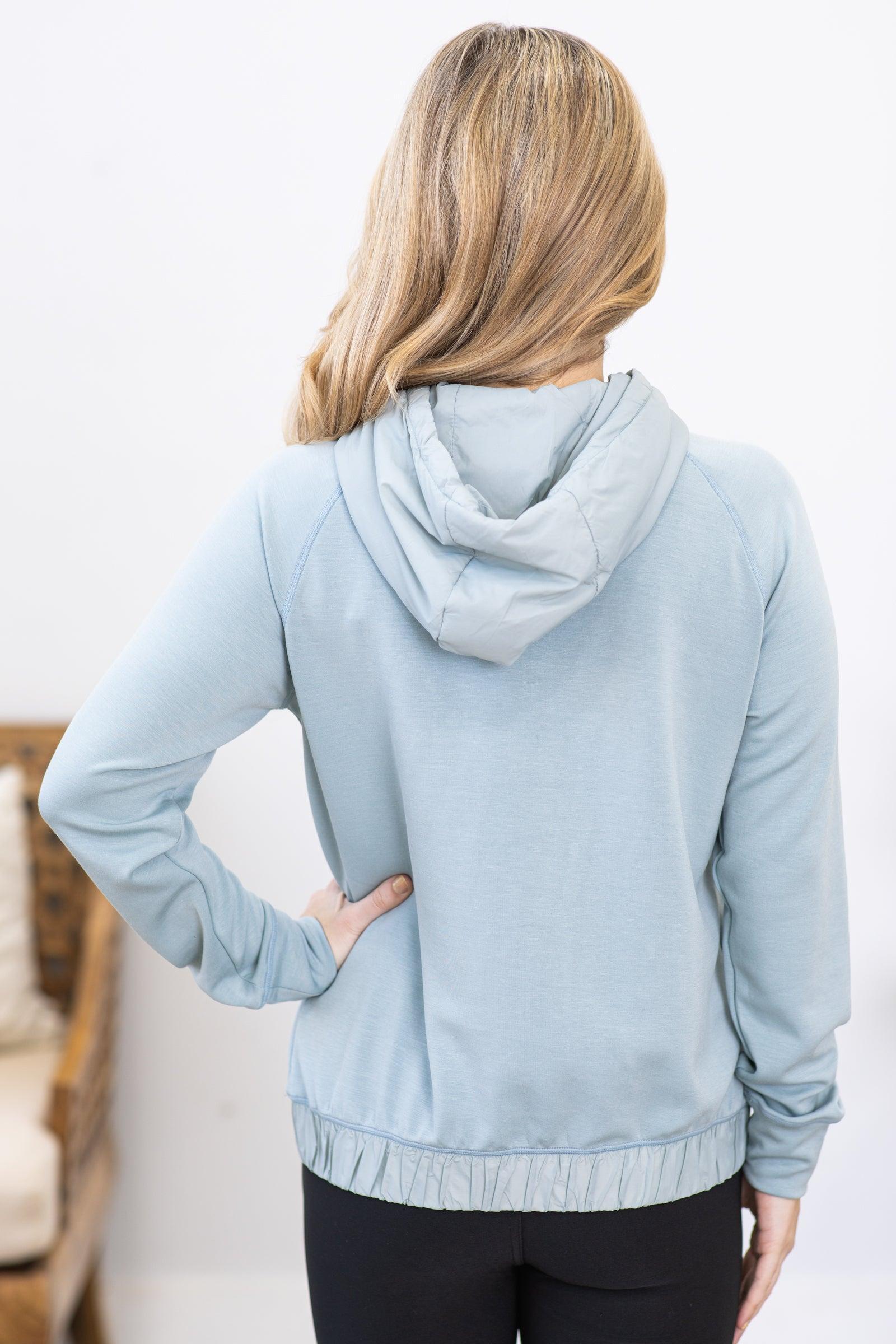 Light Slate Blue Modal Blend Pullover Hoodie Product Image