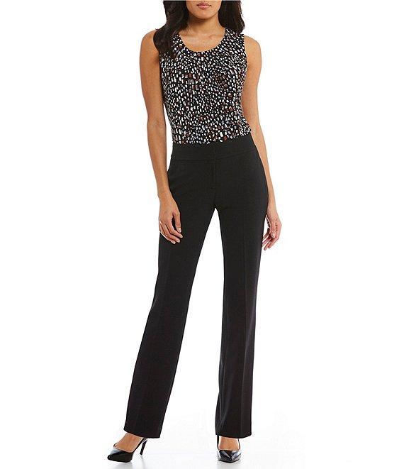 Kasper Solid Crepe Slim Pants Product Image