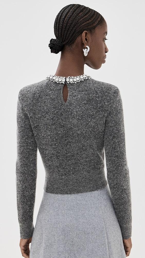 Self Portrait Charcoal Embellished Knit Top | Shopbop Product Image