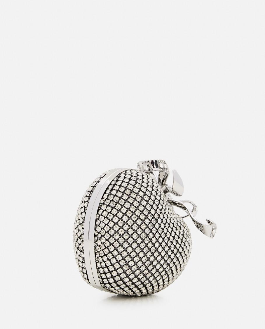 SELF-PORTRAIT Crystal Heart Clutch In Silver Product Image