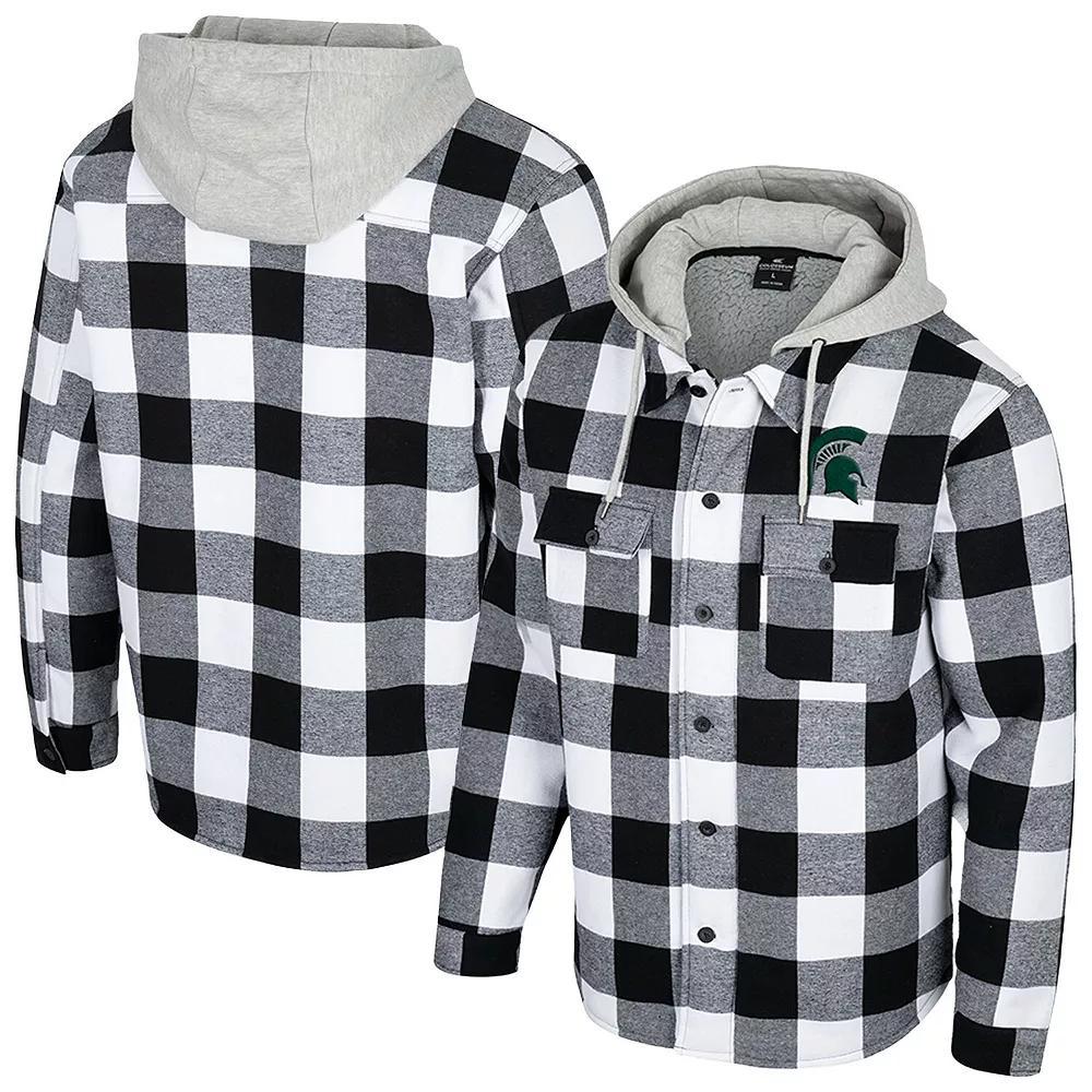 Men's Colosseum Black/White Michigan State Spartans Buffalo Plaid Full-Zip Jacket, Size: 2XL Product Image