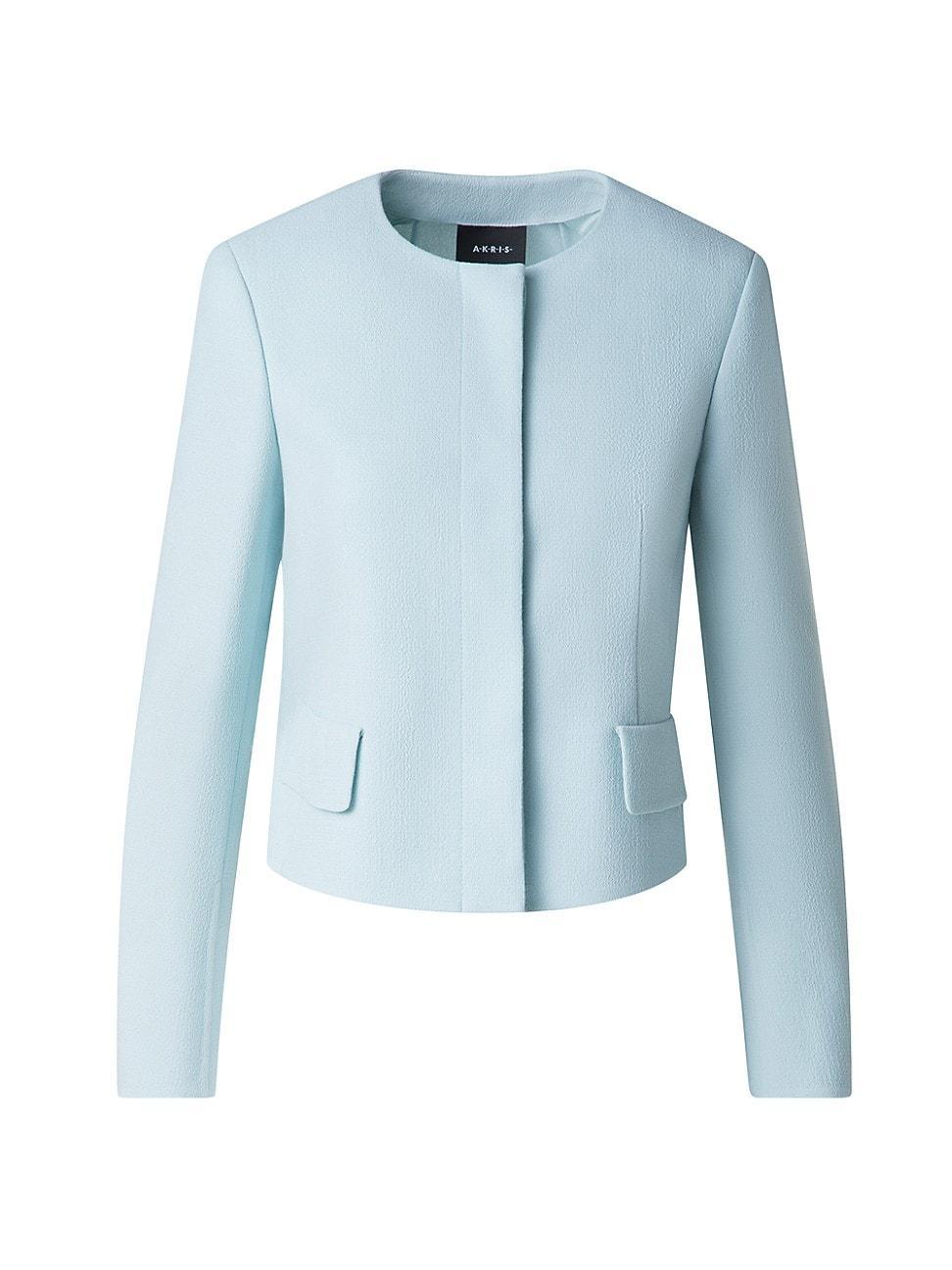 Womens Adriana Virgin-Wool Cropped Button-Down Jacket Product Image