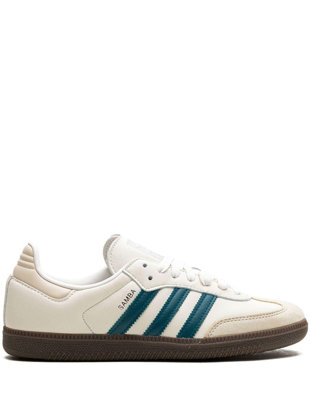 ADIDAS ORIGINALS Adidas Womens Cloud White Legacy Teal Samba Og Logo-print Leather Low-top Trainers Product Image