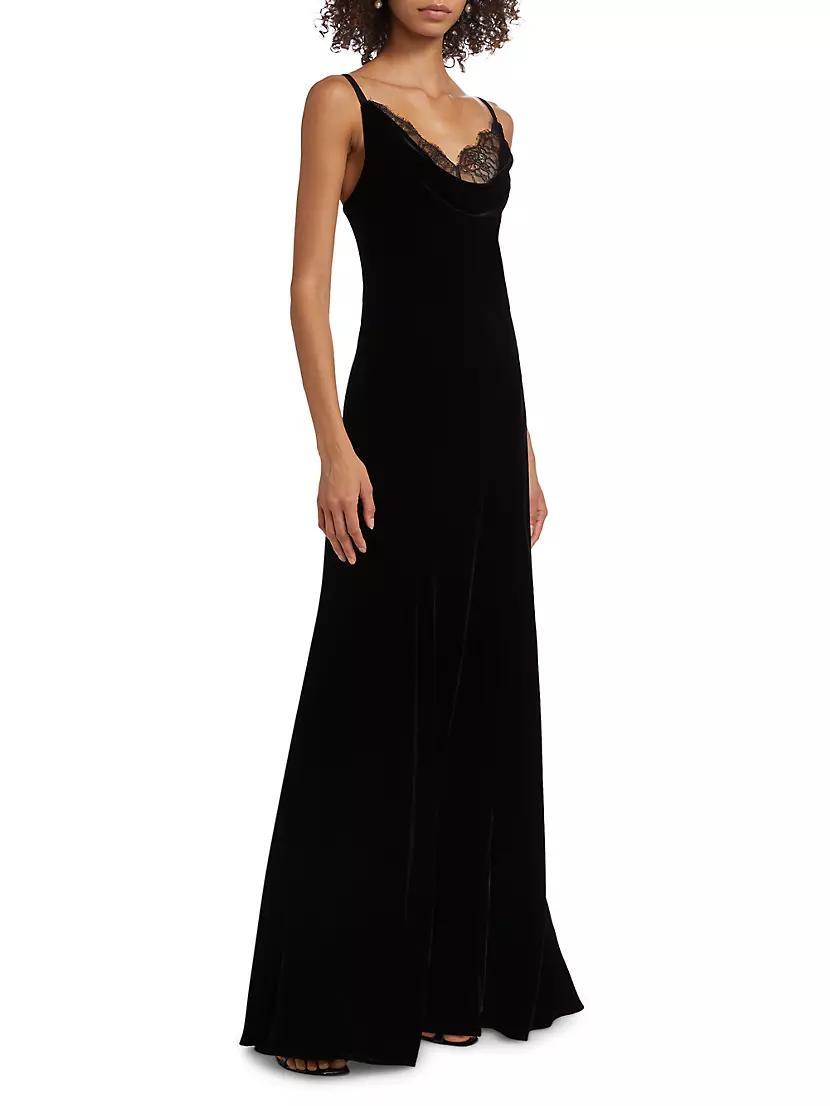 Venice Velvet-Lace Cowlneck Gown Product Image