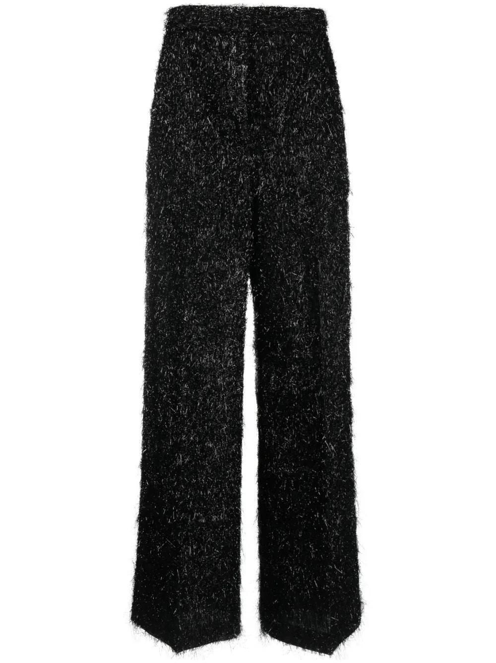 FABIANA FILIPPI Fuzzy Wide-leg Trousers In Black Product Image