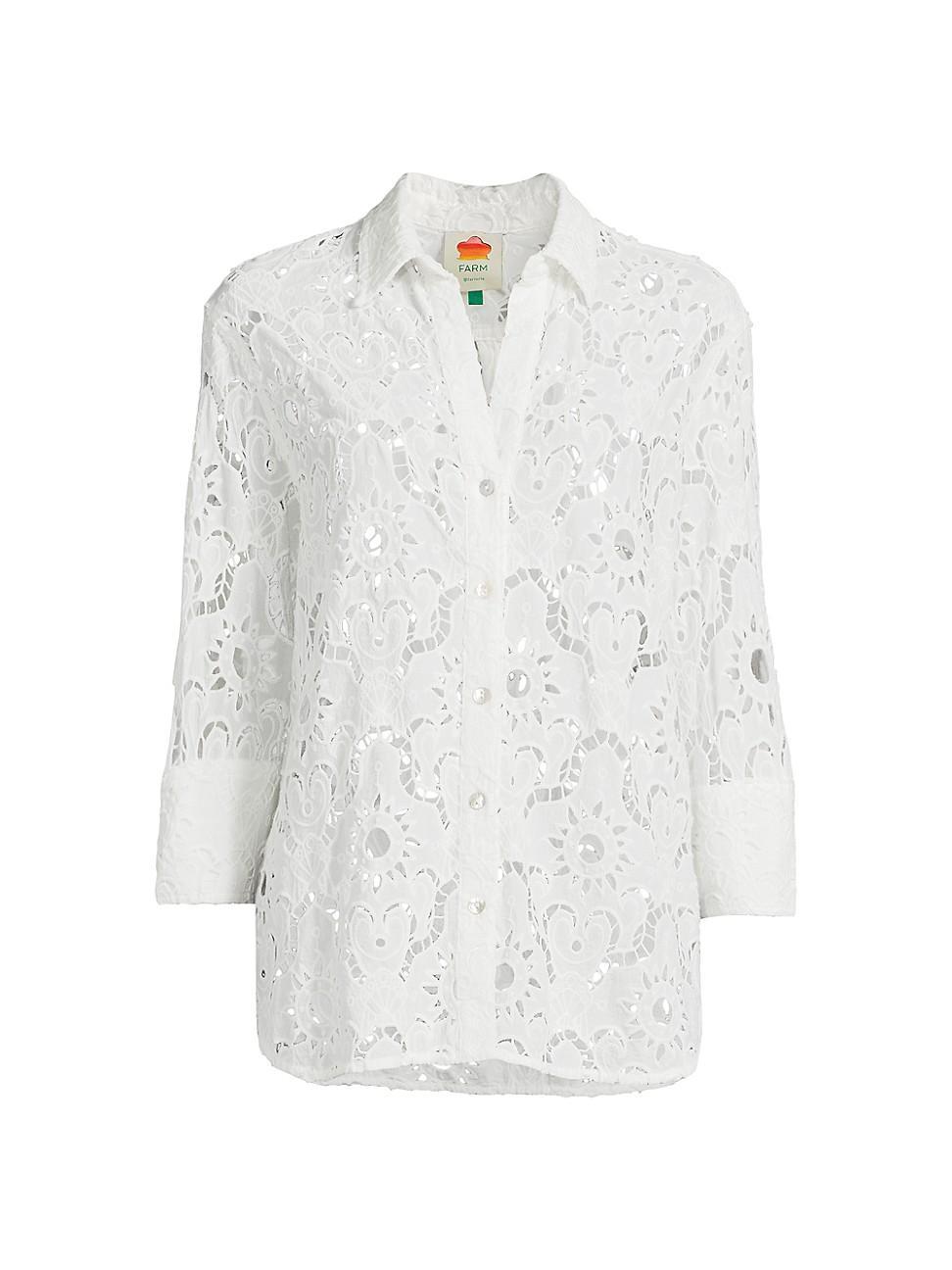 Womens White Sun Eyelet Shirt Product Image