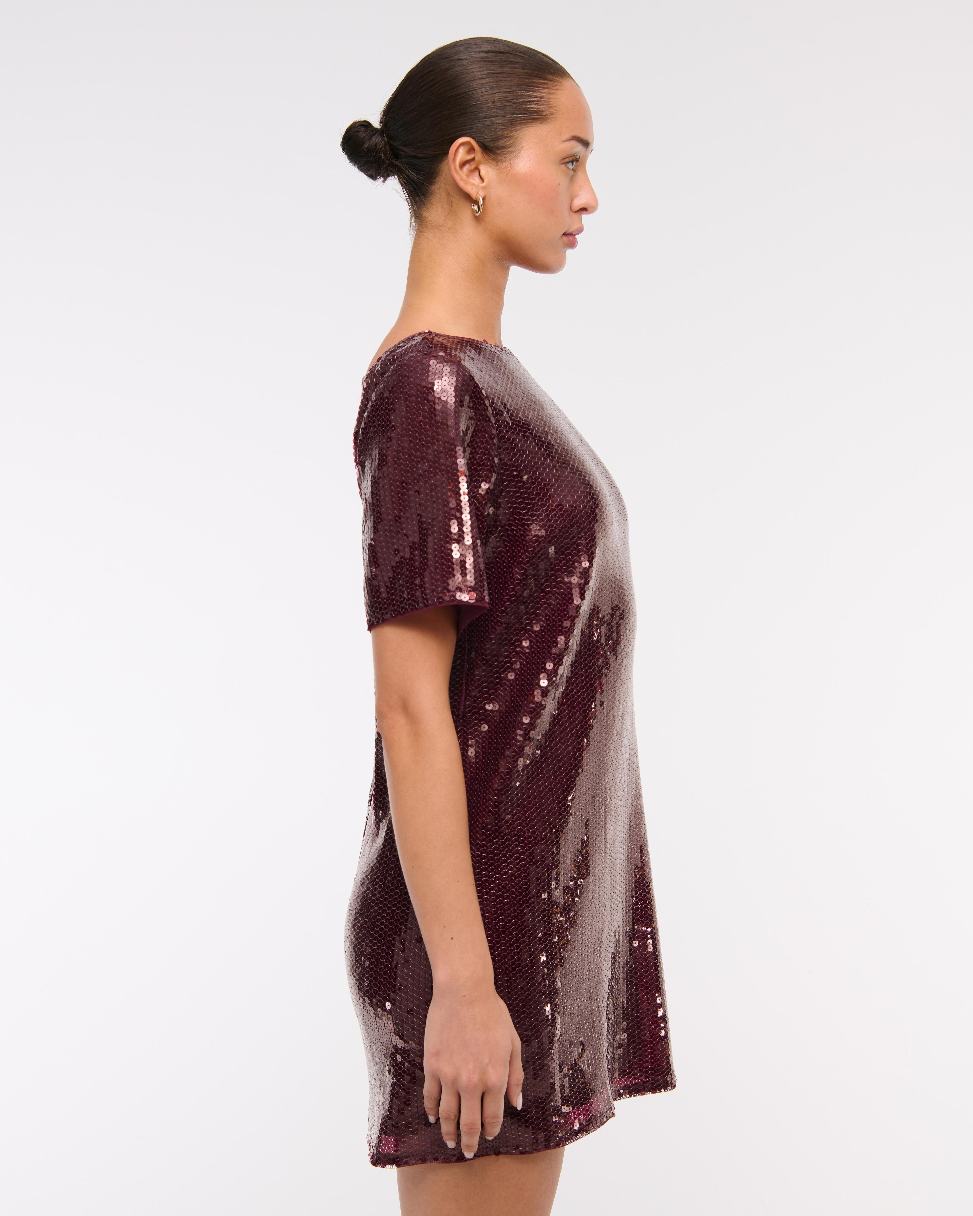 Sequin Tee Shift Mini Dress Product Image