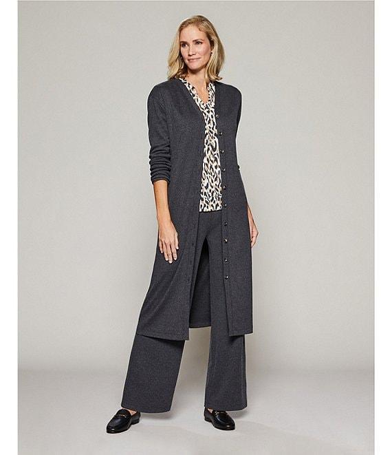 Westbound Leopard Print Notch Neck Long Sleeve Ribbed Top Product Image