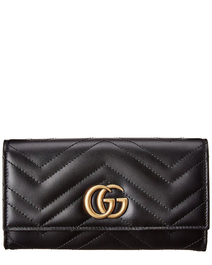 Gg Marmont Matelasse Leather Continental Wallet In Black Product Image