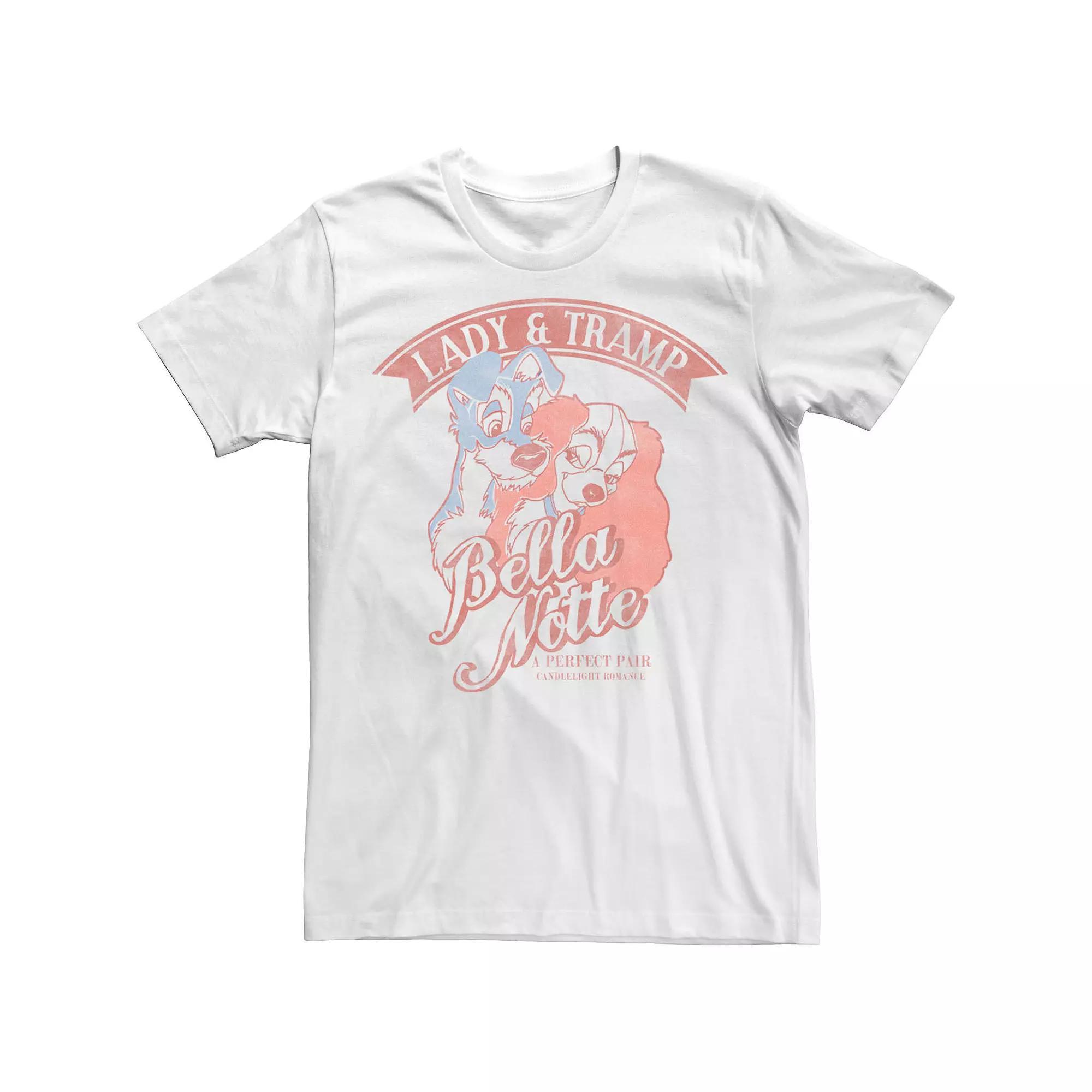 Disney's Lady & The Tramp Bella Notte Portrait Men's Tee, Size: 3XL, White Product Image