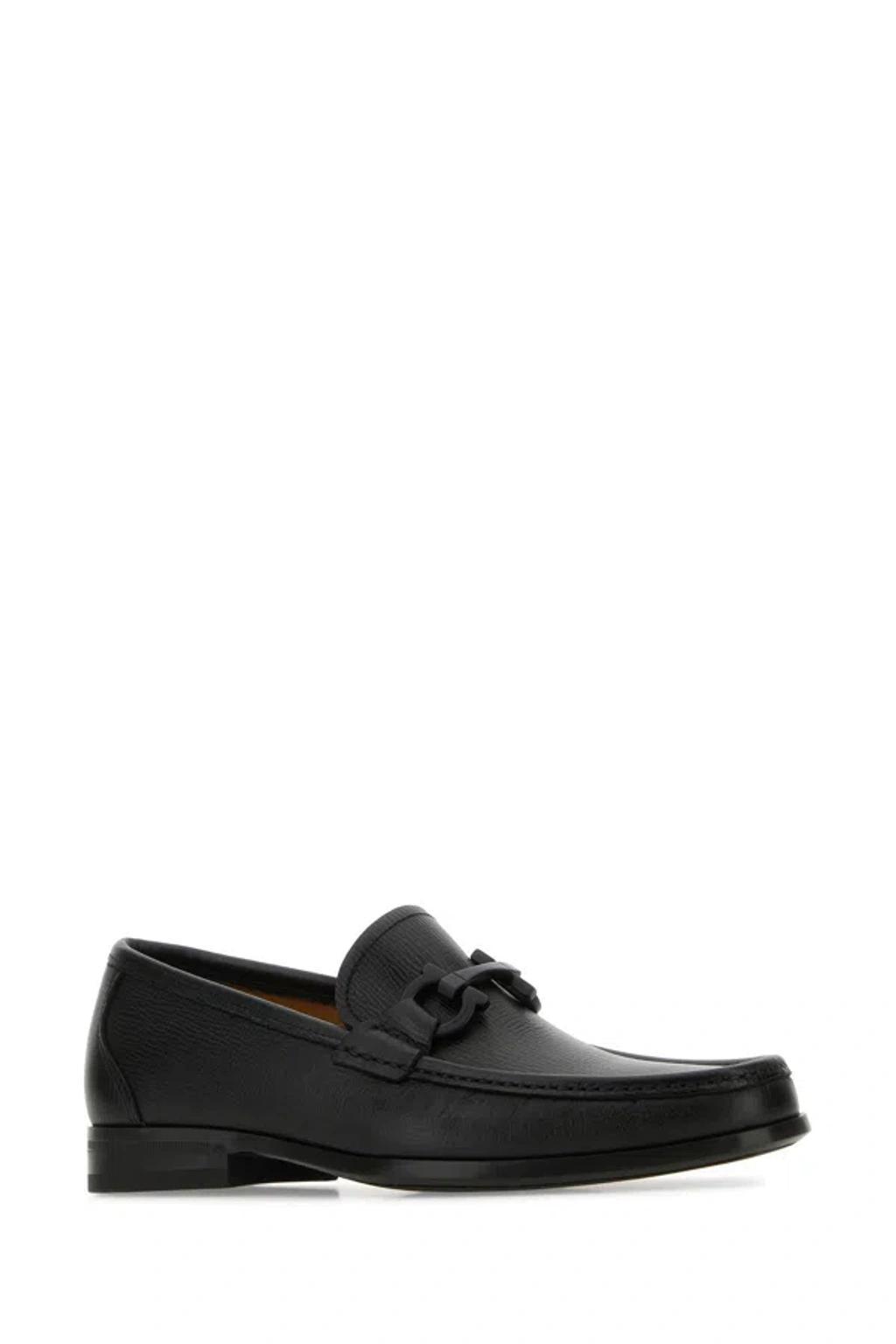 FERRAGAMO Black Leather Grandioso Loafers Product Image