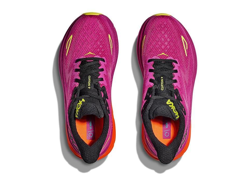 Hoka Women's Clifton 9 (Fuchsia/Black) Women's Shoes Product Image