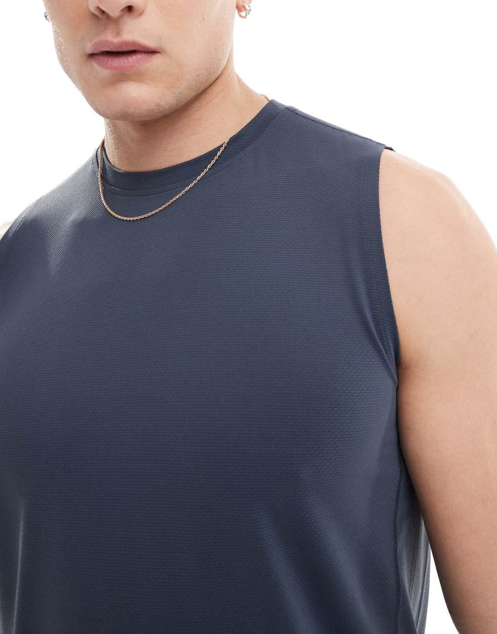 ASOS 4505 Icon training sleeveless tank with quick dry in navy Product Image