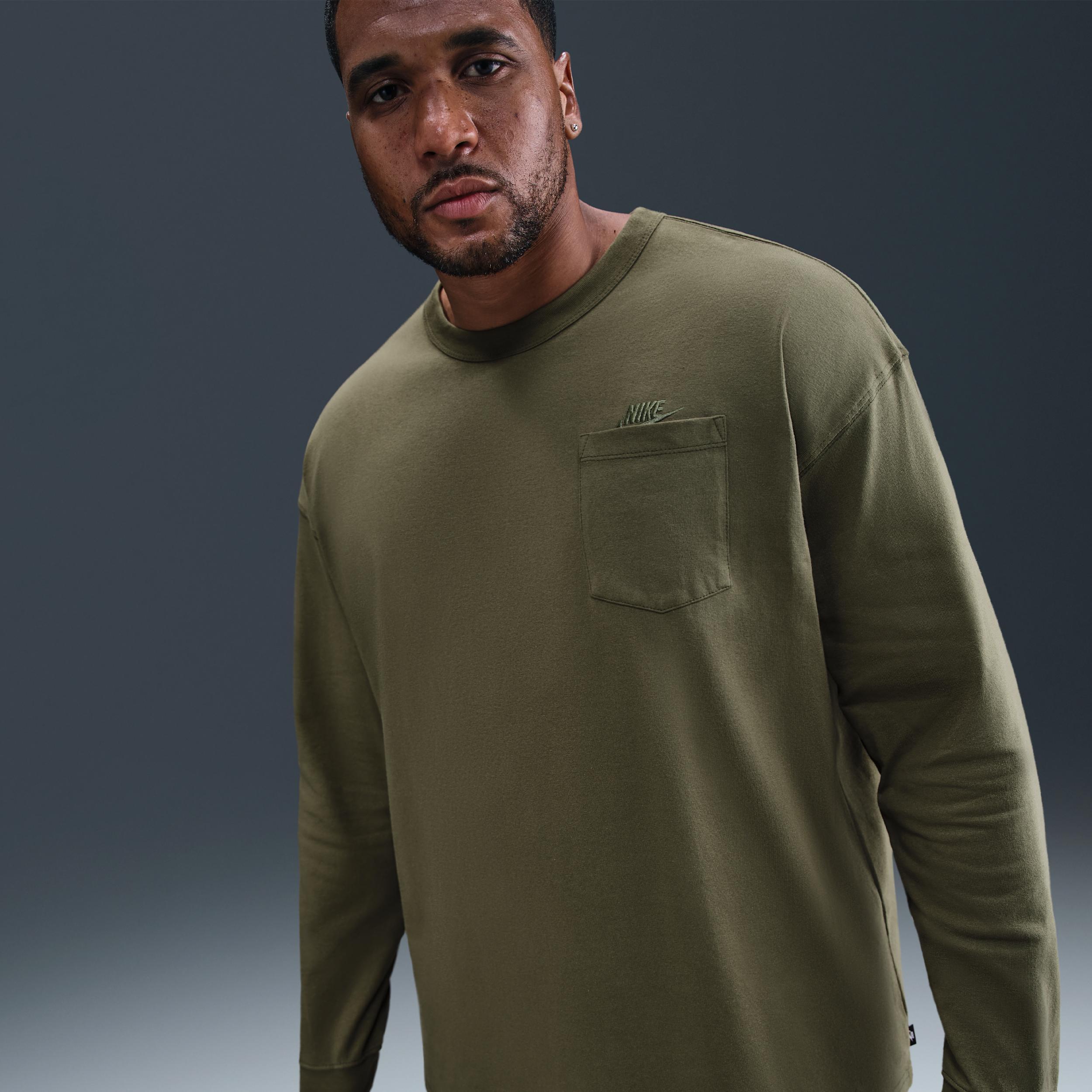 Mens Nike Sportswear Premium Essentials Long-Sleeve Pocket T-Shirt | DR7929-222 Product Image