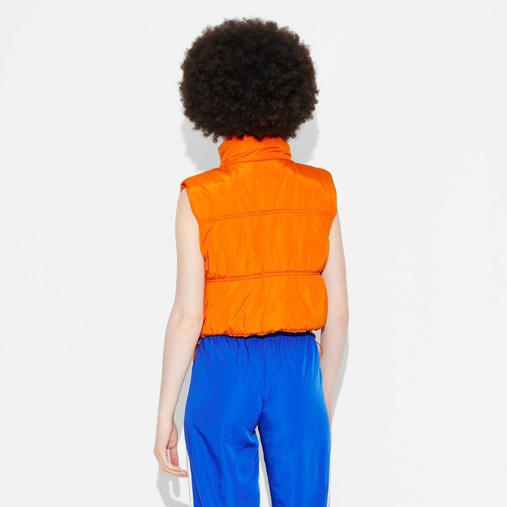 Womens Game Day Mock Turtleneck Puffer Vest - Wild Fable Orange M Product Image