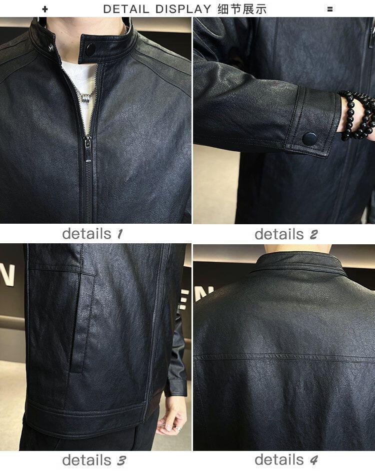Faux Leather Zip-Up Jacket Product Image