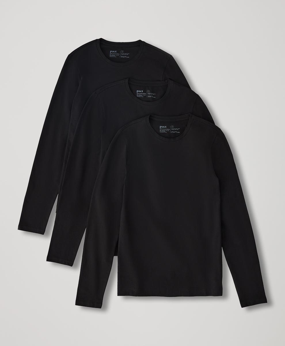 Mens Cool Stretch Long Sleeve Crew Undershirt 3-Pack M Product Image