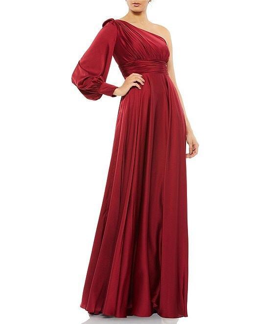 Mac Duggal One Shoulder Bishop Sleeve A-Line Gown Product Image