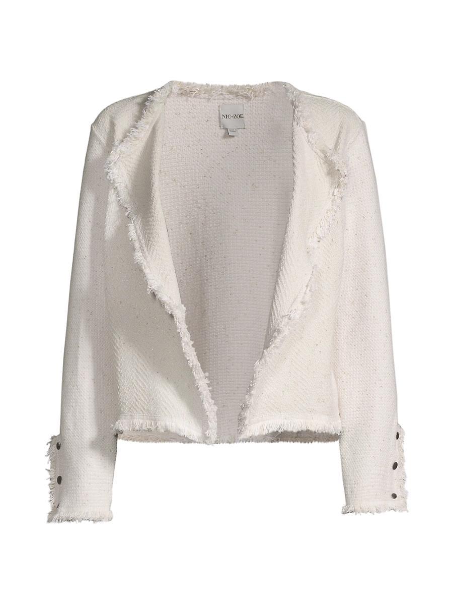 Womens Metallic Frayed Knit Jacket Product Image