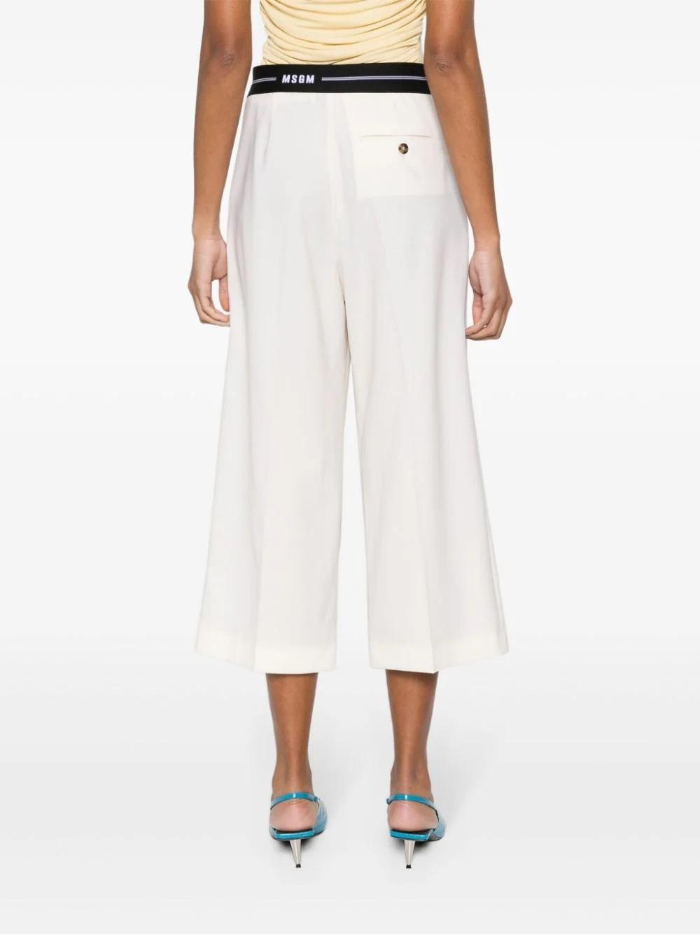 MSGM Chic Straight-leg Pants With Luxurious Wool Blend And Stylish Waistband In White Product Image