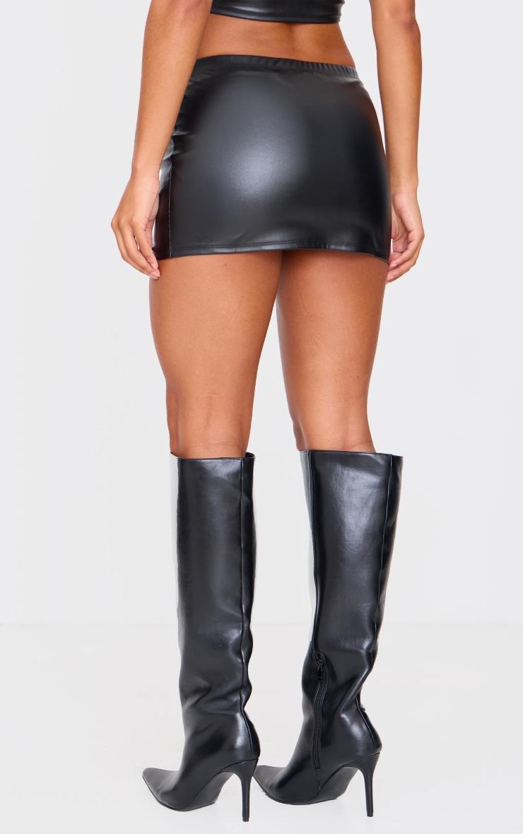 Black Faux Leather Mirco Mini Skirt Product Image