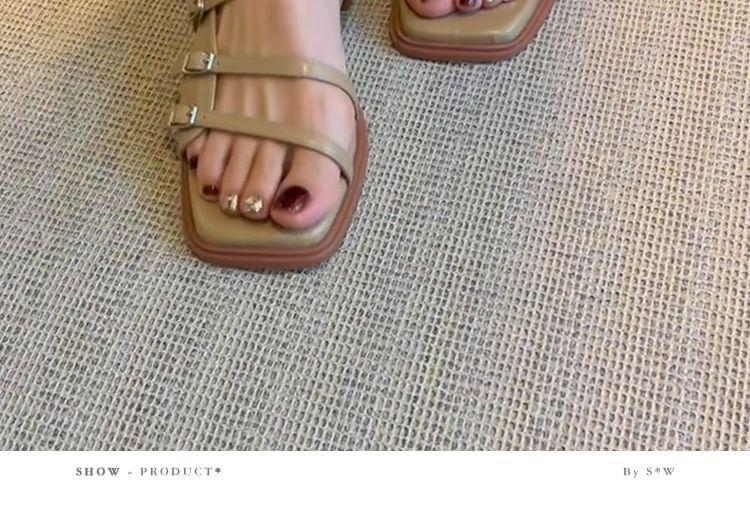 Chunky Heel Square Toe Buckled Slingback Sandals Product Image