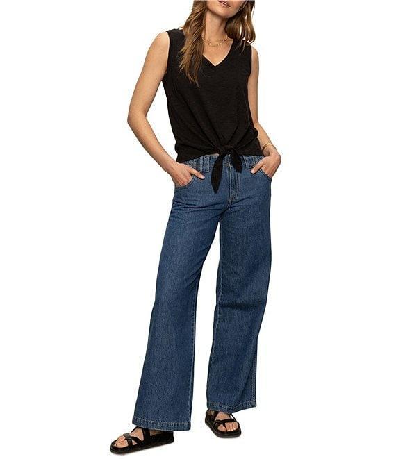 Sanctuary V-Neck Sleeveless Tie Front Tank Product Image