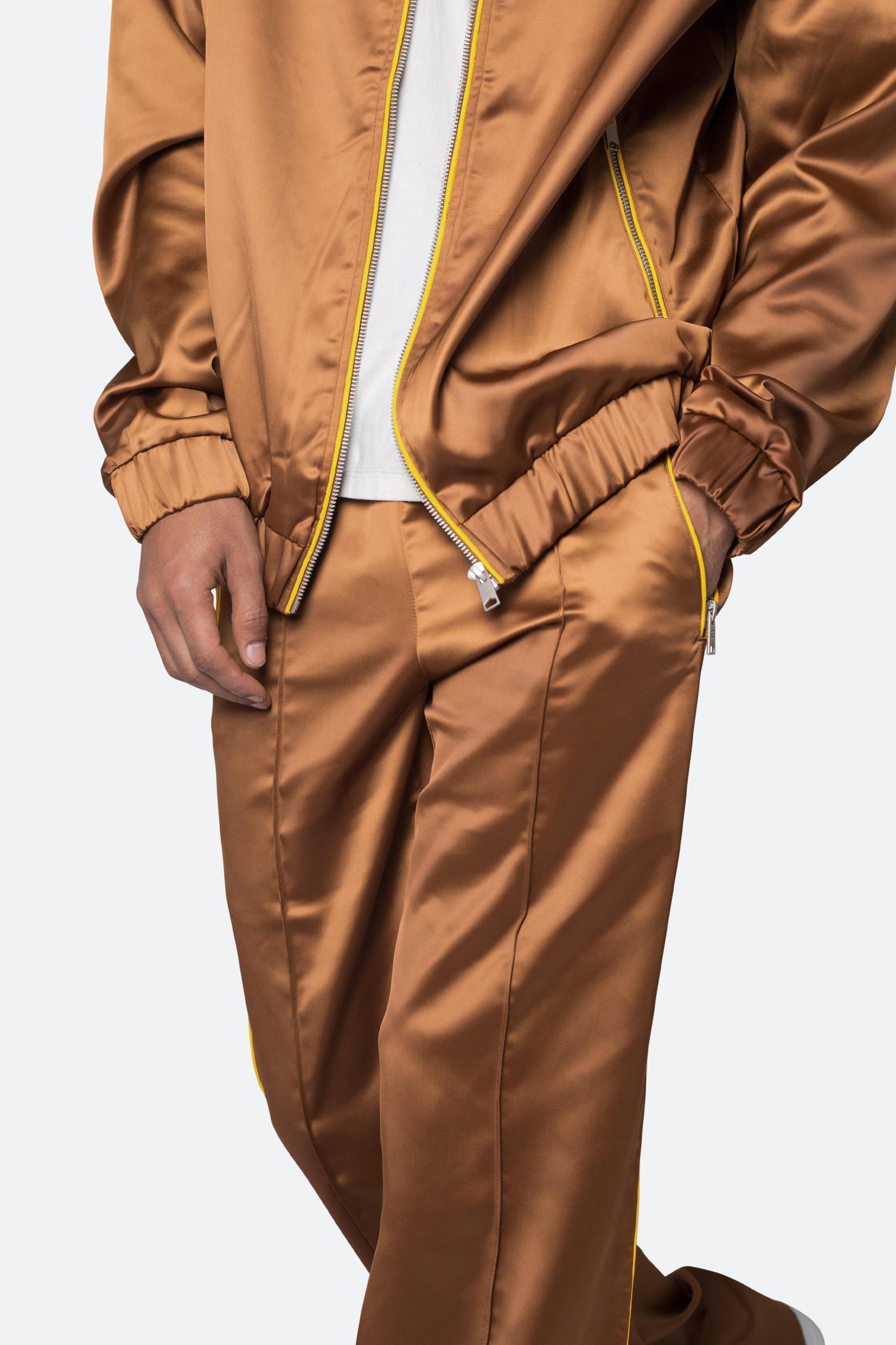 Satin Stacked Pants - Brown Product Image