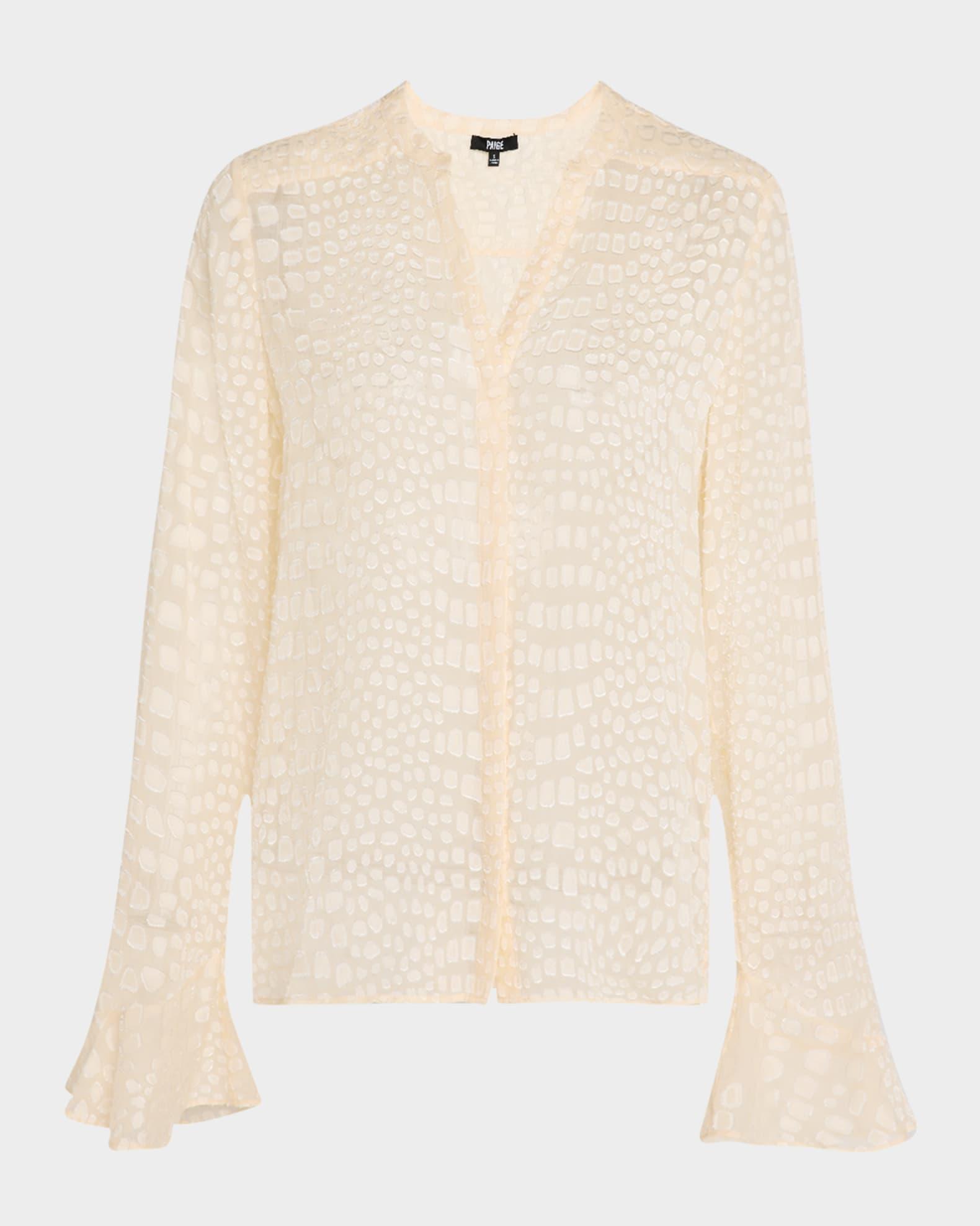 Pepita Printed Long-Sleeve Blouse Product Image