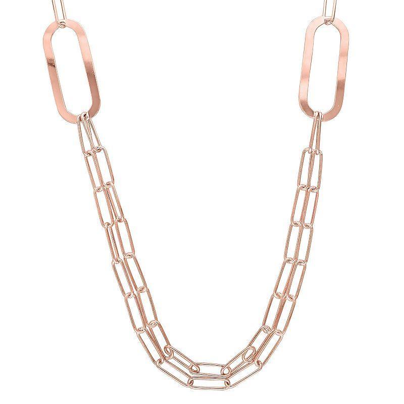 Stella Grace Sterling Silver Multistrand Oval Link Chain Necklace, Womens 18k Rose Gold Sterling Product Image