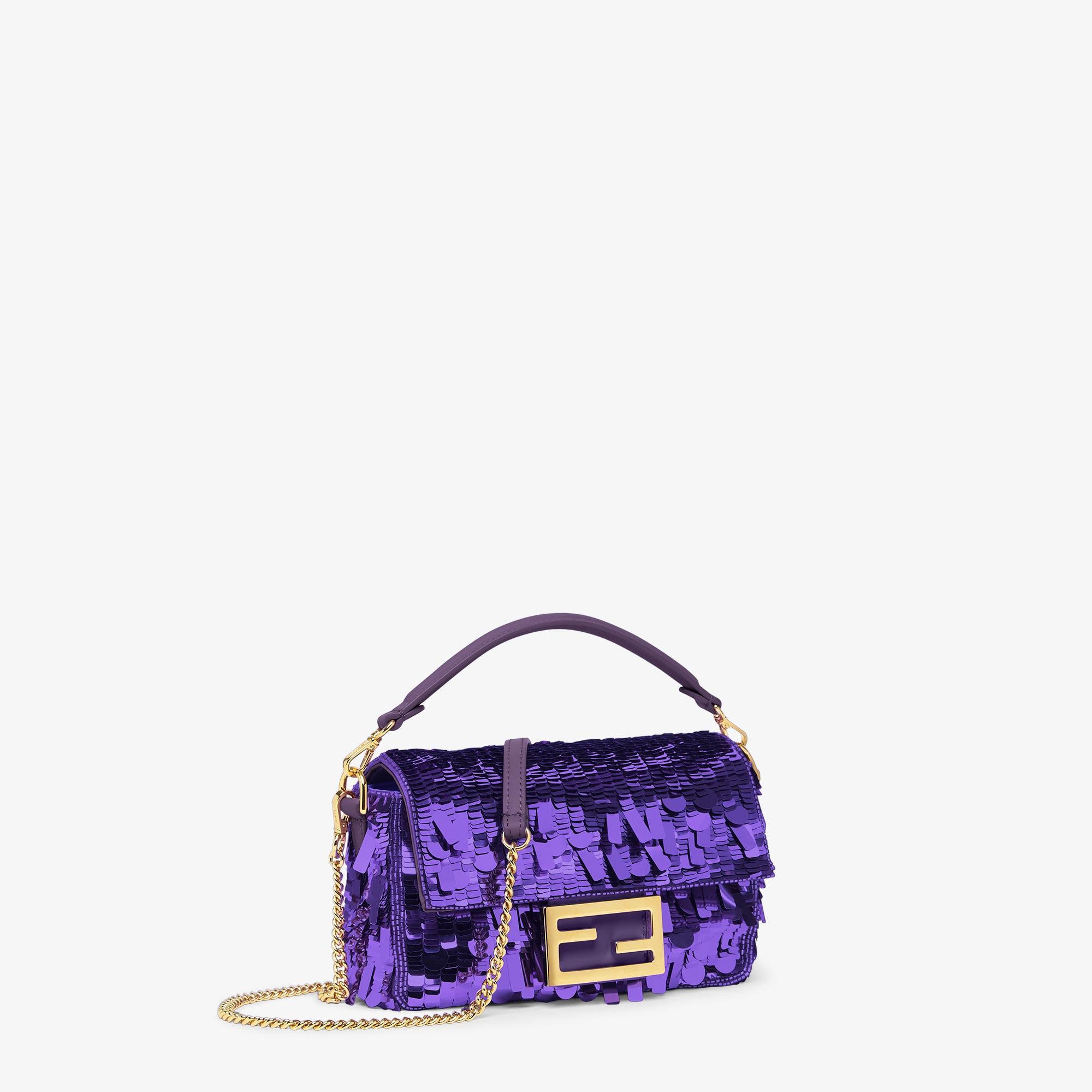 Baguette MiniBag embroidered with purple sequins Product Image