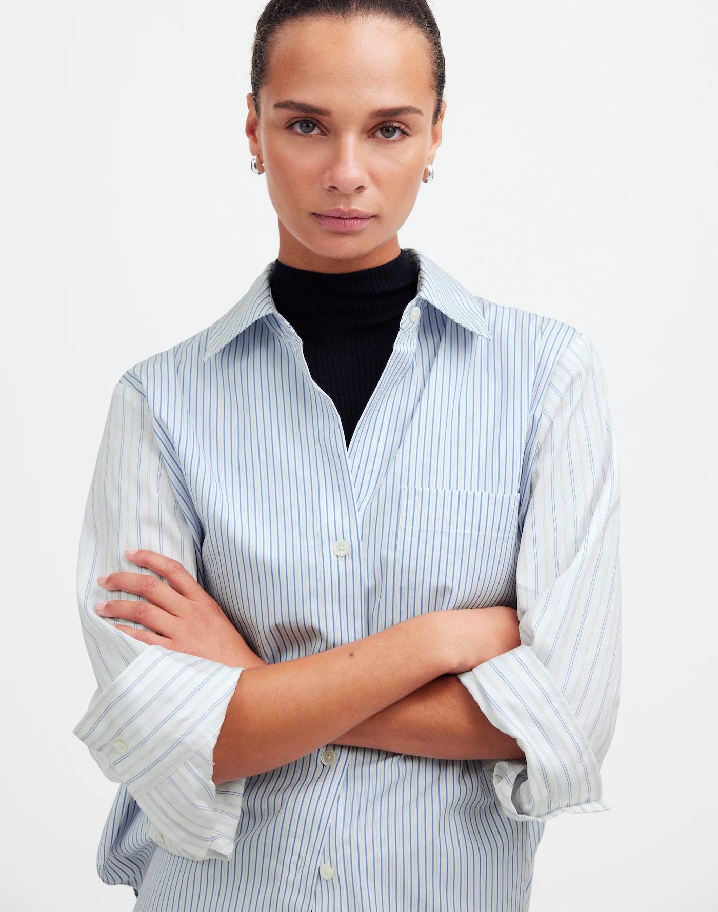 Easy Y-Neck Button-Up Shirt Product Image