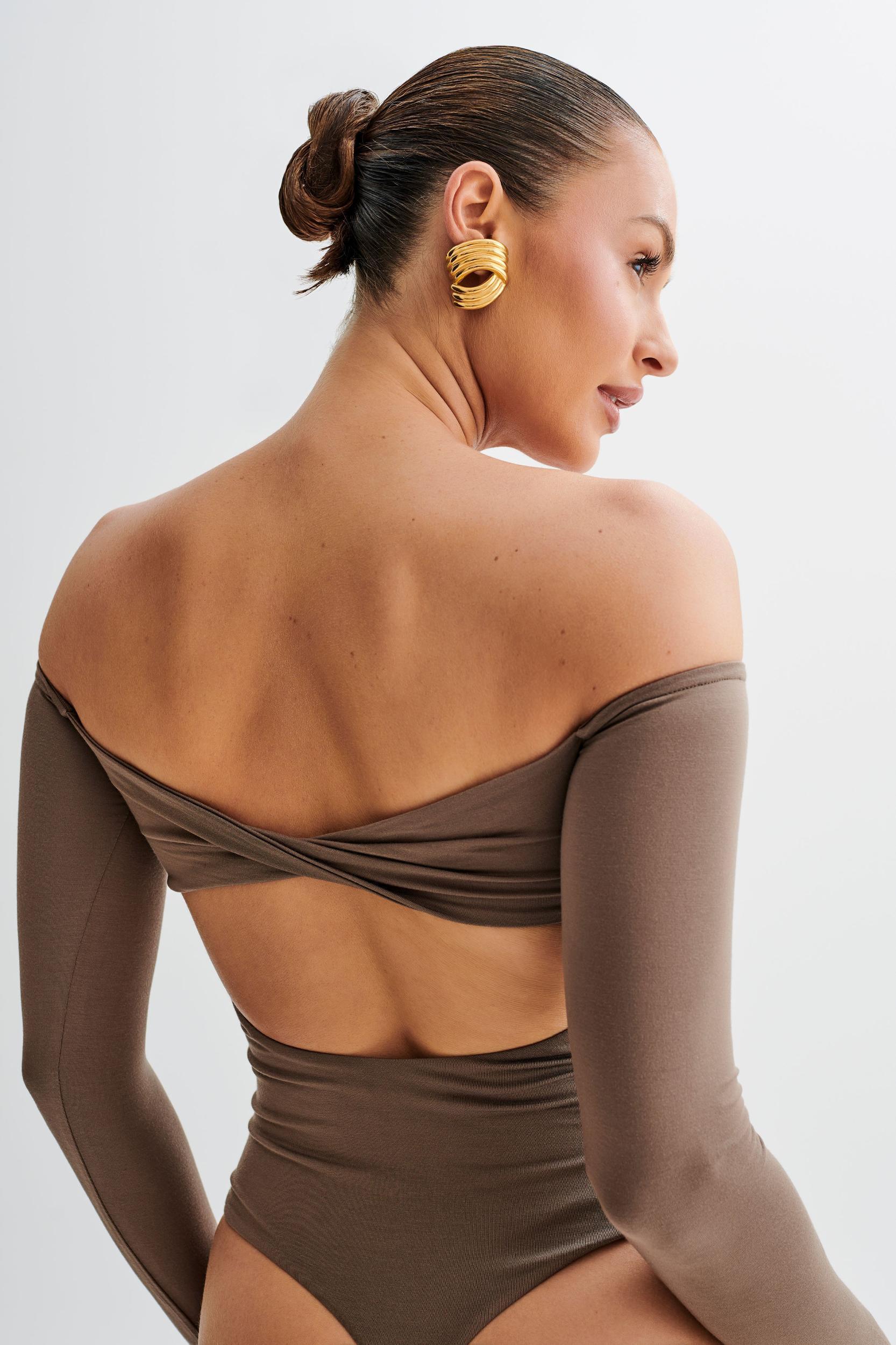 Peta Off Shoulder Modal Long Sleeve Bodysuit - Coco Product Image