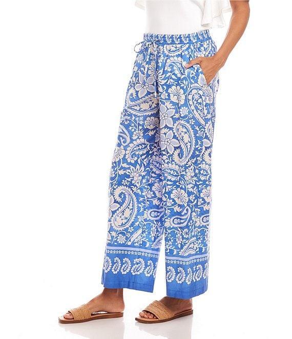 Karen Kane Floral Paisley Printed Cotton Pants Product Image