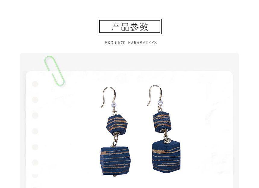 Geometric Wooden Alloy Dangle Earring Product Image