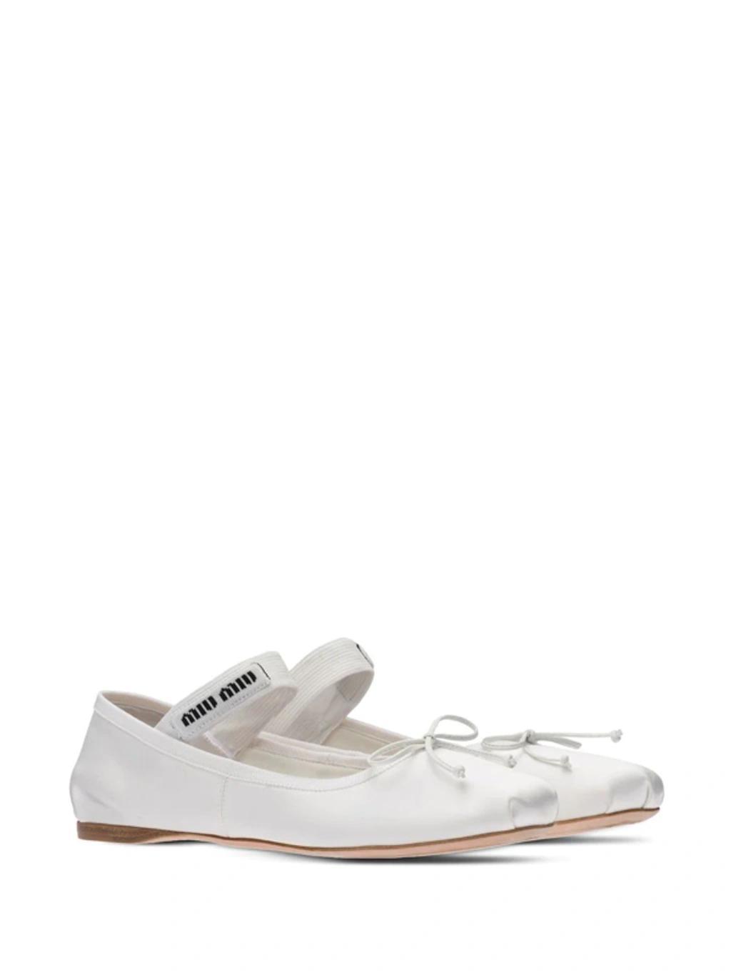 MIU MIU Satin Ballerinas In White Product Image