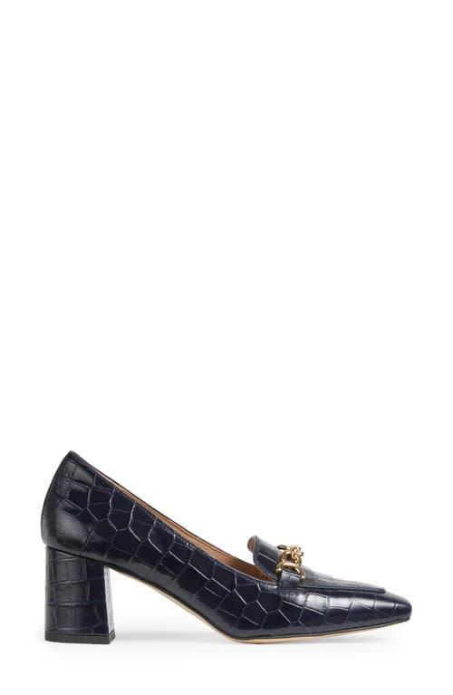 LK BENNETT Johanna Trim Block Heel Loafer Pump In Navy Product Image