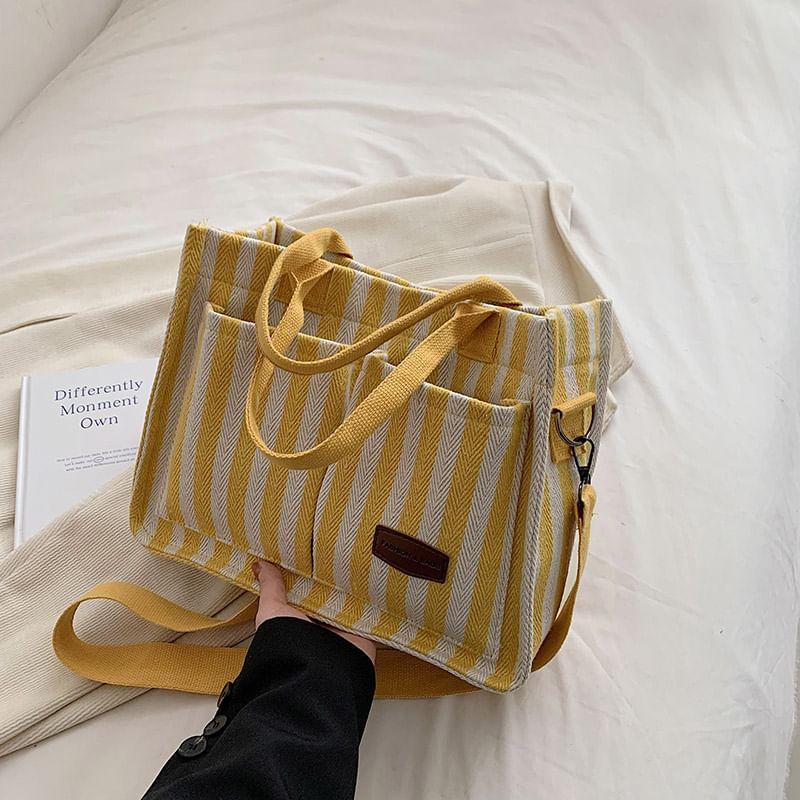 Striped Multi-Pocket Tote Bag Product Image