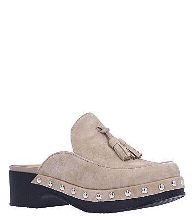 LAmour Des Pieds Gracen Suede Studded Tassel Clogs Product Image