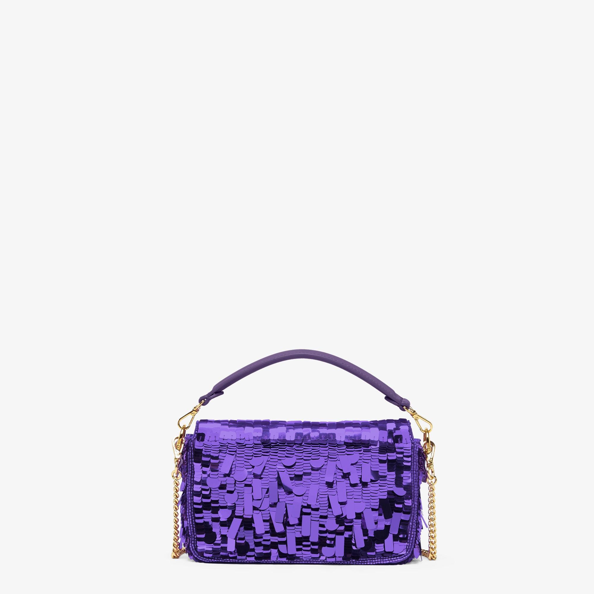 Baguette MiniBag embroidered with purple sequins Product Image