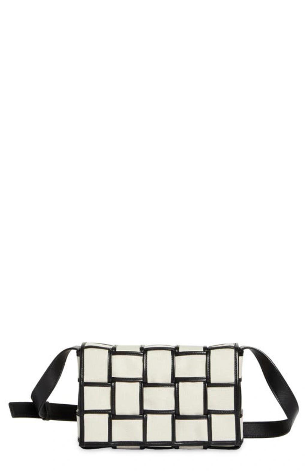 BOTTEGA VENETA Men's Medium Cassette Canvas & Leather Crossbody Bag In Natural Black Silver Product Image