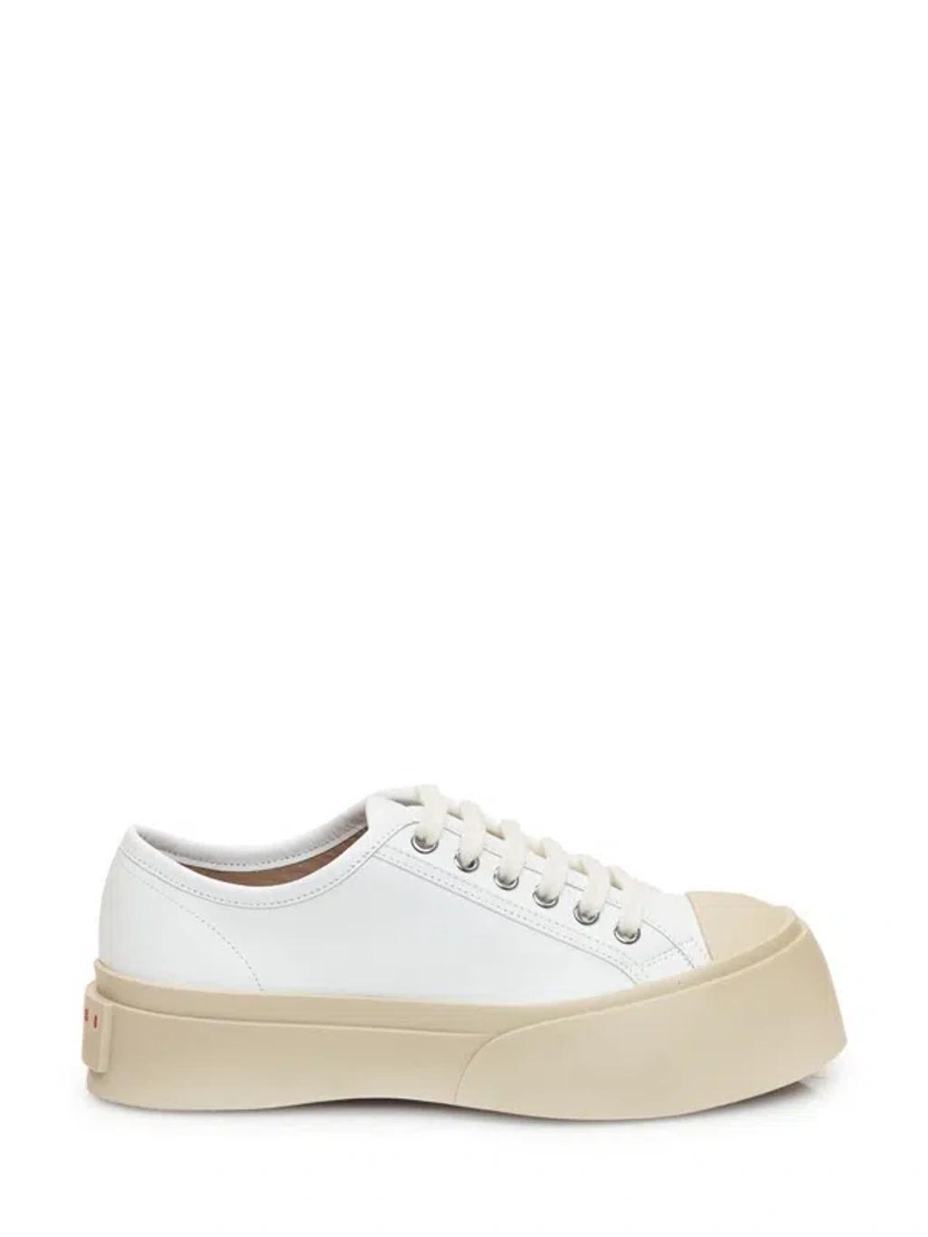 MARNI Pablo White Sneakers With Lace Up Closure In Leather Woman Product Image