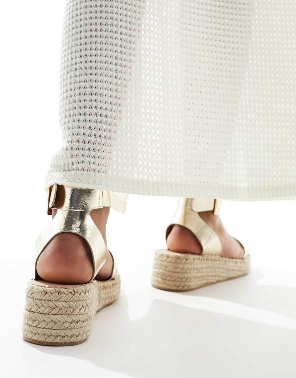 South Beach two part espadrille sandals in gold Product Image